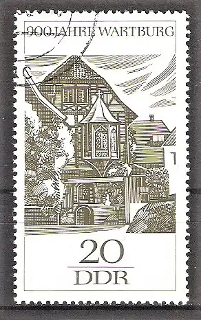 Briefmarke DDR Mi.Nr. 1234 o 900 Jahre Wartburg bei Eisenach 1966 / Wartburg, gotische Vogtei