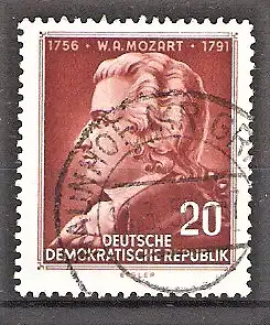 Briefmarke DDR Mi.Nr. 511 o 200. Geburtstag von Wolfgang Amadeus Mozart 1956 / Komponist