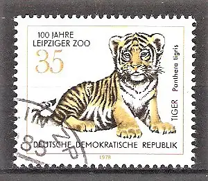 Briefmarke DDR Mi.Nr. 2324 o 100 Jahre Zoologischer Garten Leipzig 1978 / Junge Raubkatzen - Sibirischer Tiger
