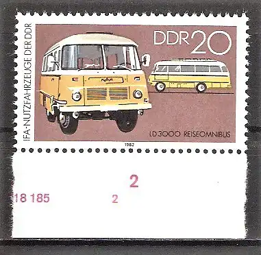 Briefmarke DDR Mi.Nr. 2746 ** Unterrand mit Formnummer 2 - Industrieverband Fahrzeugbau (IFA) 1982