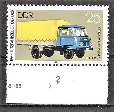 Briefmarke DDR Mi.Nr. 2747 ** Unterrand mit Formnummer 2 - Industrieverband Fahrzeugbau (IFA) 1982