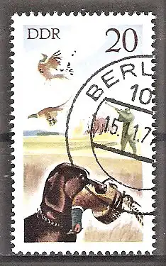 Briefmarke DDR Mi.Nr. 2272 o Jagdwesen 1977 / Jäger und Hund auf Fasanenjagd