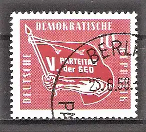 Briefmarke DDR Mi.Nr. 633 o 5. Parteitag der Sozialistischen Einheitspartei Deutschlands (SED) 1958