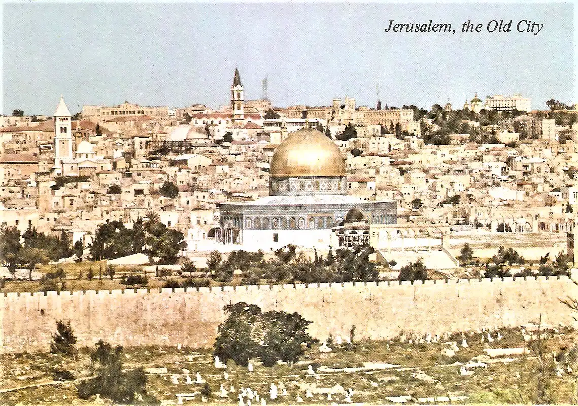 Ansichtskarte Israel - Jerusalem / Blick vom Ölberg auf die Altstadt (1944)