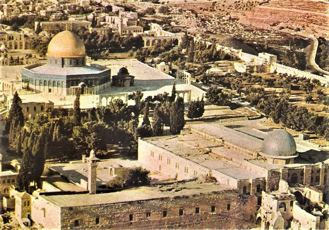 Ansichtskarte Israel - Jerusalem / Luftaufnahme vom Tempelbezirk (1945)