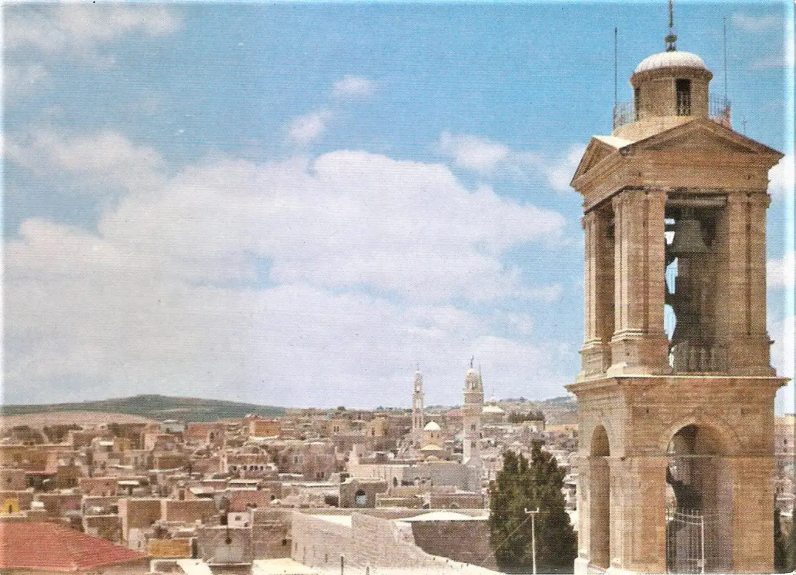 Ansichtskarte Israel - Bethlehem / Geburtskirche mit Panorama (1929)