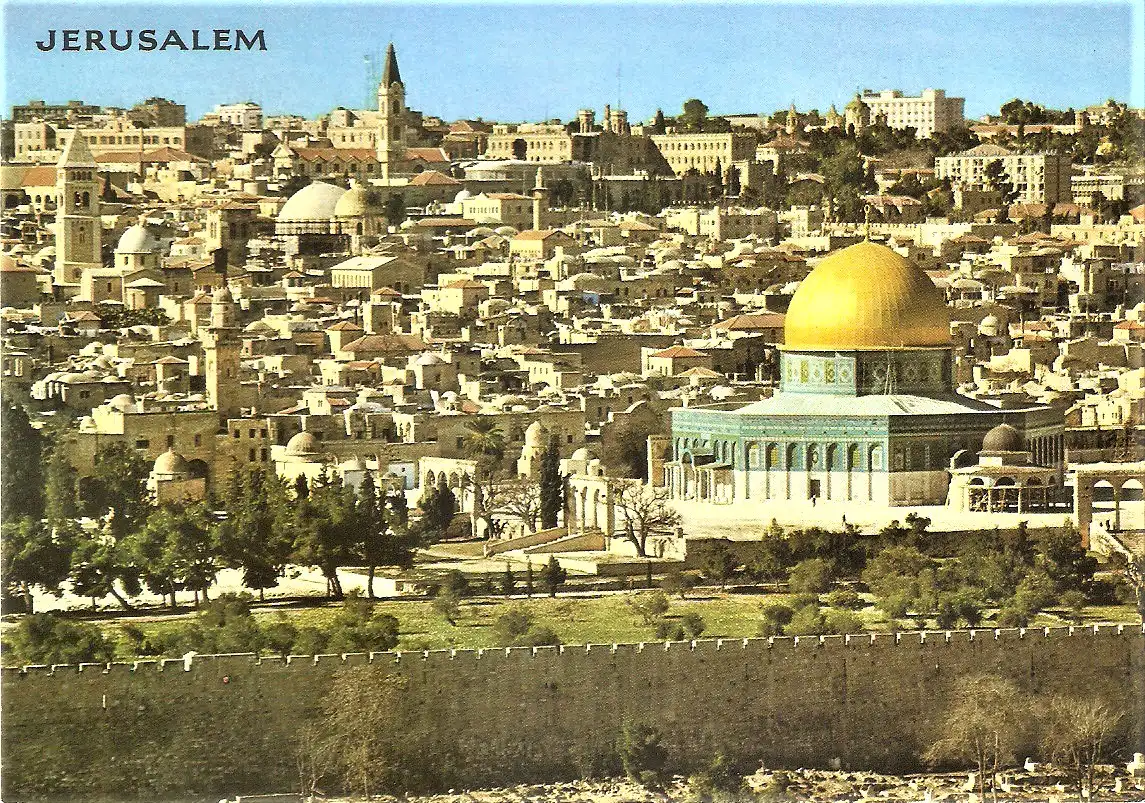 Ansichtskarte Israel - Jerusalem / Jerusalem vom Ölberg aus gesehen (1928)