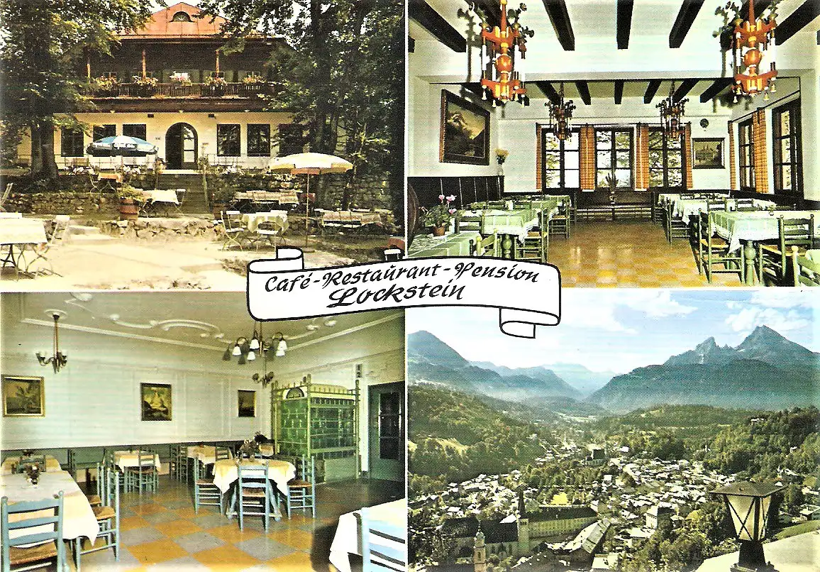 Ansichtskarte Deutschland - Berchtesgaden / Cafe-Restaurant-Pension Lockstein / Innen- und Außenansichten (2038)