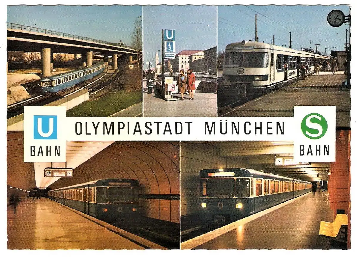 Ansichtskarte Deutschland - München / Olympiastadt München - U-Bahnen & S-Bahnen (1593)