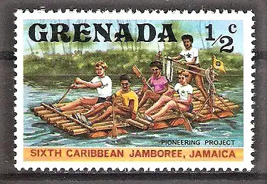 Briefmarke Grenada Mi.Nr. 843 ** Karibisches Pfadfindertreffen Jamaica 1977 / Floßfahrt