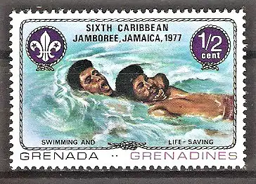 Briefmarke Grenada-Grenadinen Mi.Nr. 237 ** Karibisches Pfadfindertreffen Jamaica 1977 / Rettungsschwimmen