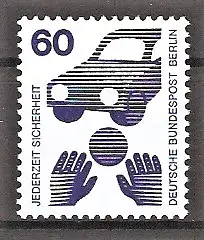 Briefmarke Berlin Mi.Nr. 409 A ** 60 Pf. Unfallverhütung 1971 / Verkehrssicherheit - Ball vor Auto