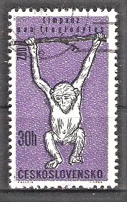 Briefmarke Tschechoslowakei Mi.Nr. 1336 o Schimpanse (Pan satyrus)