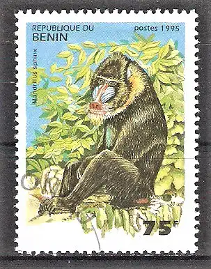 Briefmarke Benin Mi.Nr. 639 o Affen 1995 / Mandrill (Mandrillus sphinx)