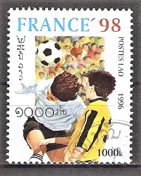 Briefmarke Laos Mi.Nr. 1521 o Fussball-Weltmeisterschaft Frankreich 1996/ Spielszene