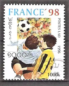 Briefmarke Laos Mi.Nr. 1521 o Fussball-Weltmeisterschaft Frankreich 1998 / Spielszene