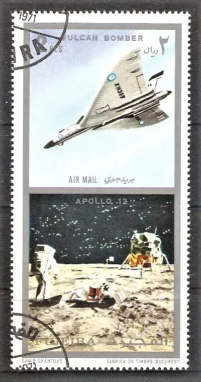 Briefmarke Fujeira Mi.Nr. 625 o Luft- und Raumfahrzeuge 1971 / Vulkanbomber / Apollo 12