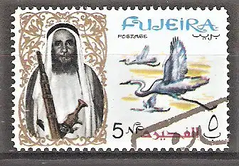 Briefmarke Fujeira Mi.Nr. 5 A o Tiere 1964 / Silberreiher
