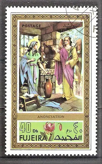 Briefmarke Fujeira Mi.Nr. 764 A o Weihnachten 1971 / Mariä Verkündigung