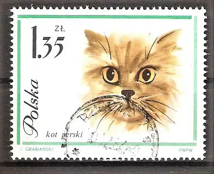 Briefmarke Polen Mi.Nr. 1480 o Persische Katze
