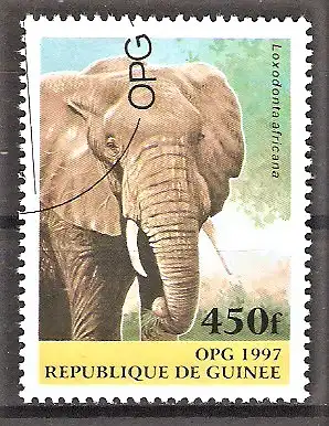 Briefmarke Guinea Mi.Nr. 1635 o Einheimische Tiere 1997 / Afrikanischer Elefant