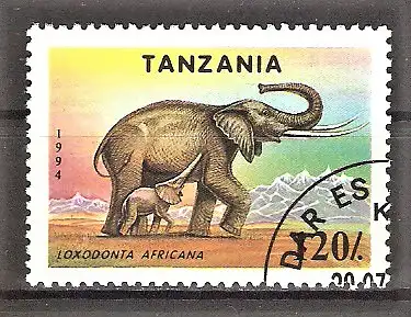 Briefmarke Tanzania Mi.Nr. 1778 o Afrikanischer Elefant (Loxodonta africana)