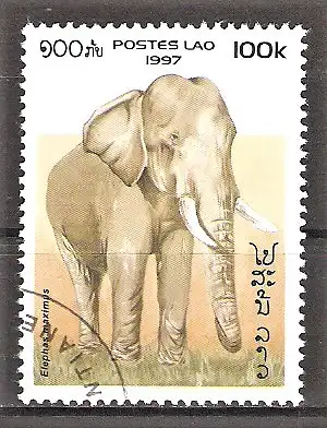 Briefmarke Laos Mi.Nr. 1584 o Elefanten 1997 / Asiatischer Elefant (Elephas maximus)