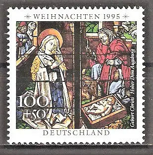 Briefmarke BRD Mi.Nr. 1832 ** Weihnachten 1995 / Details aus dem Marienfenster des Doms zu Augsburg - Christi Geburt