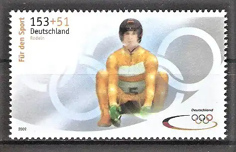 Briefmarke BRD Mi.Nr. 2240 ** Sporthilfe 2002 / Olympische Winterspiele in Salt Lake City - Rodeln