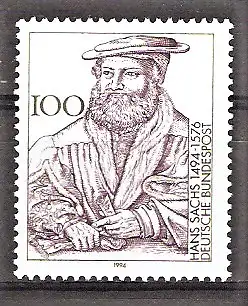Briefmarke BRD Mi.Nr. 1763 ** 500. Geburtstag von Hans Sachs 1994 (Dichter und Meistersinger)