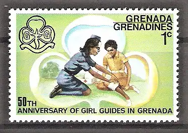Briefmarke Grenada-Grenadinen Mi.Nr. 166 ** 50 Jahre Pfadfinderinnen auf Grenada 1976 / Erste Hilfe