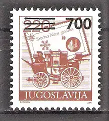 Briefmarke Jugoslawien Mi.Nr. 2359 ** Postdienst 1989 / 700 (Din) auf 220 (Din)