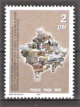 Briefmarke Kosovo Mi.Nr. 5 ** Frieden im Kosovo 2000 / Landkarte des Kosovo mit wichtigen Stätten