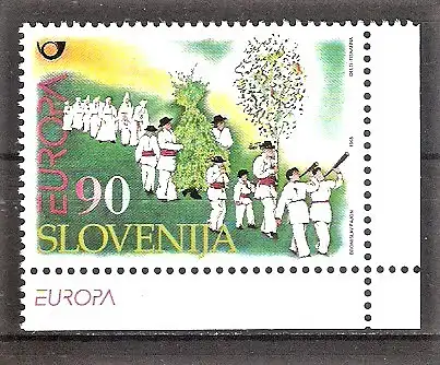 Briefmarke Slowenien Mi.Nr. 225 ** Europa CEPT 1998 - Nationale Feste und Feiertage / Jurjevanje (Georgsfest) in Bela Krajina