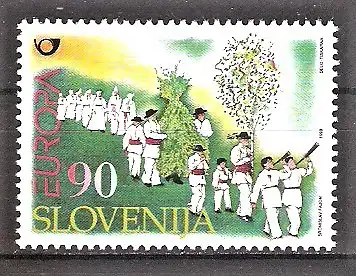 Briefmarke Slowenien Mi.Nr. 225 ** Europa CEPT 1998 - Nationale Feste und Feiertage / Jurjevanje (Georgsfest) in Bela Krajina