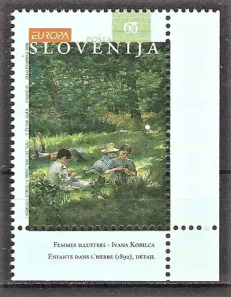 Briefmarke Slowenien Mi.Nr. 142 ** Europa CEPT 1996 - Gemälde von Ivana Kobilca "Kinder im Gras"