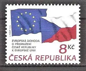 Briefmarke Tschechische Republik Mi.Nr. 62 ** Assoziiertes Mitglied der EU 1995 / Flaggen der EU und der Tschechischen Republik