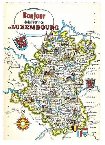 Ansichtskarte Belgien - Province de Luxembourg / Landkarte (1448)