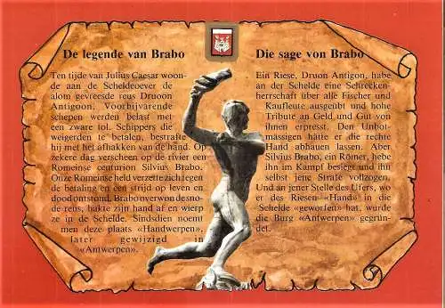 Ansichtskarte Belgien - Antwerpen / Die Sage von Brabo (1460)