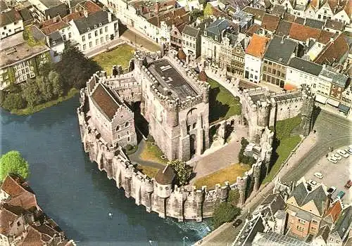 Ansichtskarte Belgien - Gent / Burg Gravensteen - Burg der Grafen von Flandern (1450)