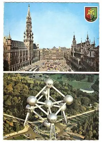 Ansichtskarte Belgien - Brüssel / Grand Place & Atomium (2096)