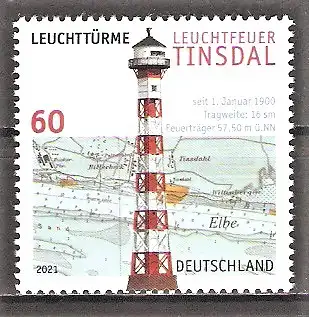 Briefmarke BRD Mi.Nr. 3615 ** Leuchttürme 2021 / Leuchtfeuer Tinsdal