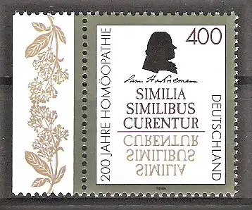 Briefmarke BRD Mi.Nr. 1880 ** Seitenrand links - 200 Jahre Homöopathie 1996 / Samuel Hahnemann - Arzt & Begründer der Homöopathie