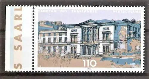 Briefmarke BRD Mi.Nr. 2153 ** Seitenrand links - Landesparlamente in Deutschland 2000 / Landtag des Saarlandes in Saarbrücken