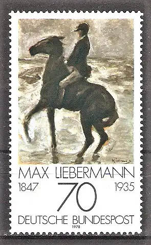Briefmarke BRD Mi.Nr. 987 ** Deutscher Impressionismus 1978 / "Reiter nach links am Strand" Gemälde von Max Liebermann