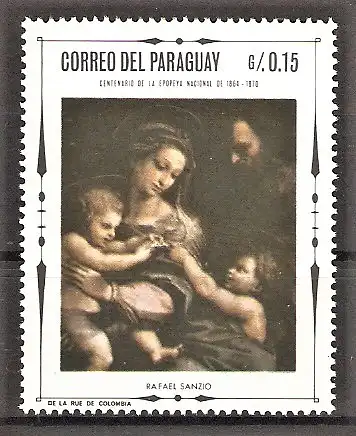 Briefmarke Paraguay Mi.Nr. 1802 ** Weihnachten 1968 - Madonnengemälde / Raffael