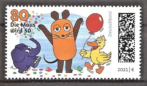 Briefmarke BRD Mi.Nr. 3596 ** 50 Jahre Kinderfernsehserie „Die Sendung mit der Maus“ 2021