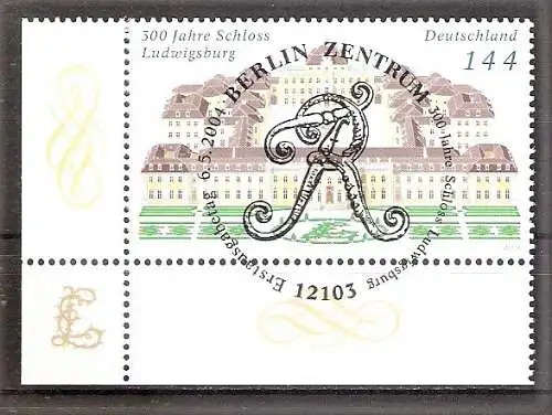 Briefmarke BRD Mi.Nr. 2398 o ESST BERLIN / BOGENECKE u.l. / 300 Jahre Schloss Ludwigsburg 2004