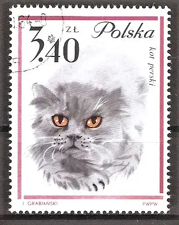 Briefmarke Polen Mi.Nr. 1483 o Persische Katze