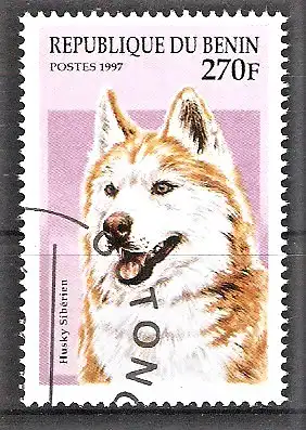 Briefmarke Benin Mi.Nr. 939 o Hunderassen 1997 / Siberian Husky